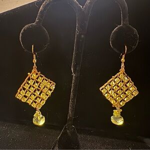 Vintage Gold geometric Mesh Dangle Earrings